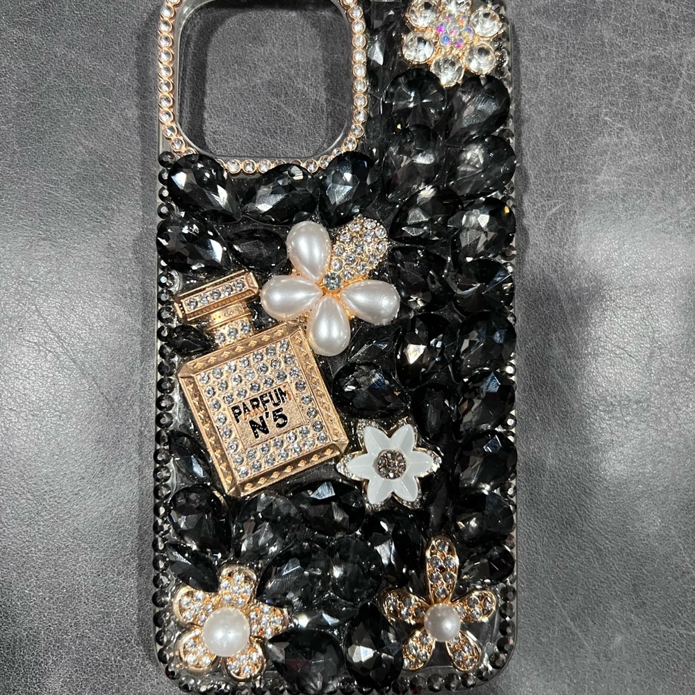 Gorgeous Black and Gold Crystal iPhone 13 Pro Max Case. Excellent condition!